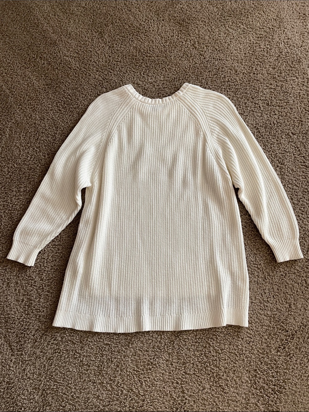 Express Cream Ribbed Crewneck Pullover - Picture 7 of 9